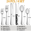 MUTNITT 24 Pcs Silverware Set with Steak Knives Service for