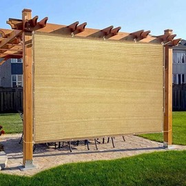 Shatex Shade Fabric Sun Shade Cloth Privacy Screen with Grommets for Pergola, Awning,Patio,Window Cover, 6' x 8', Wheat