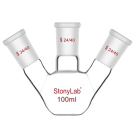stonylab 3-Neck Round Flask, High Borosilicate Glass, 24/40 Standard Cut, Chemistry Lab Reaction Flask, 100 ml Capacity