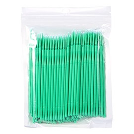 4 colores 100PCS / bolsa pinceles aplicadores micro desechables, pinceles de extensión de pestañas desechables para pinceles de maquillaje, pincel de limpieza de pegamento de pestañas(verde)