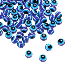 PATIKIL Evil Eye Perlen, 10 mm, Kunstharz, türkischer böser Blick, rund, Abstandshalter, Anhänger, Verbindungsstück für Bastelarbeiten, Armbänder, Halsketten, Ohrringe, Hellblau, 200 Stück