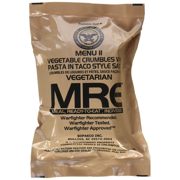 Ultimate 2018 US Military MRE Complete Meal Inspection Date January 2018 or Newer (Vege Crumble in Taco Sauce)