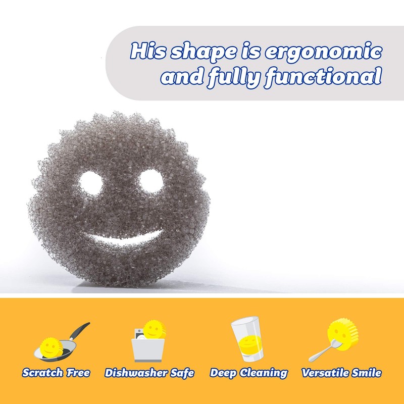 Scrub Daddy Style Dish Sponge Twin Pack, Smiley Face Sponges