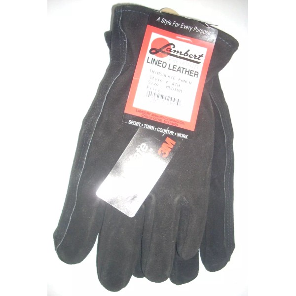 Lambert 4TH Black Ranch Suede Leather Gloves Thinsulate Lined Medium
