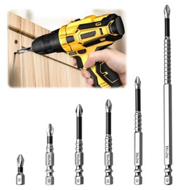 6Pcs High-Magnetic Screwdriver Drill Bit Universal 1/4 inch Hex Shank Anti-Slip Strong Magnetic Durability Electric Screwdriver Drill Bits Set Precision PH2 Hex Head 25 50 65 70 75 90 100 120 150mm