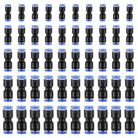 50Pcs Pneumatic Quick Push in Connect Air Tube Fitting Kit, Quick Release Plastic Pneumatic Air Line Fittings, 4/6/8/10/12mm Straight Push Connectors, 2 Way