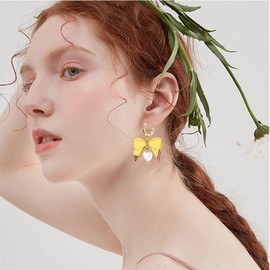 coadipress Pencil Shaped Bow Earrings for Women Colorful Heart Bow Pencil Earrings for Teachers Graduation Back to School Creative Jewelry, Extra large, Alloy Steel, No Gemstone