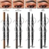 Lápiz de Cejas 2 Piezas, Efecto Microblading 3D Impermeable, Marrón