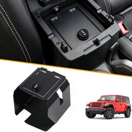 BESTAOO Center Console Safe Gun Box Armrest Lock Security Storage Organizer Box for 2018 2019 2020 2021 2022 2023 2024 2025 Jeep Wrangler JL 4XE Gladiator JT (Black)