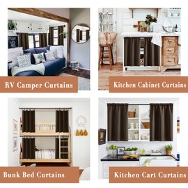 XTMYI Cortinas de café café oscuro para cocina, juego de 2 cortinas cortas aisladas impermeables para baño ventana pequeña, 30 pulgadas de largo, color café oscuro