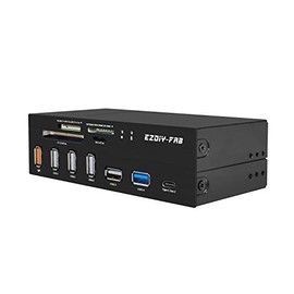EZDIY-FAB 5.25" Inch Bay PC Front Panel Built-in Card Reader, USB 3.1 Gen2 Type-C Port, Support M2 SD MS XD CF TF Card for USB 3.0 Computer, Fits Front Bracket of 5.25" Computer Chassis