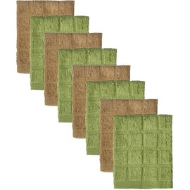 Petal Cliff Set of 6, 100% Cotton 3 Green, 3 Brown Grey Window Panel Terry Dishcloths Size: 12 x 12 inch Ultra Absorbent, Heavy Duty Machine Washable.