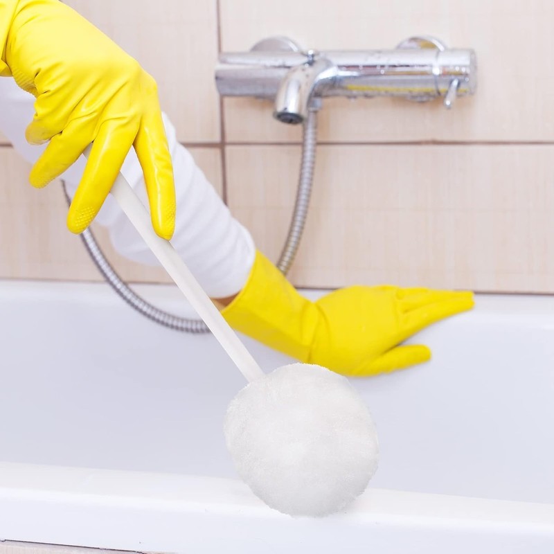 4-Pack Toilet Brush, Soft Polyester Fiber Brush Head Long Handle