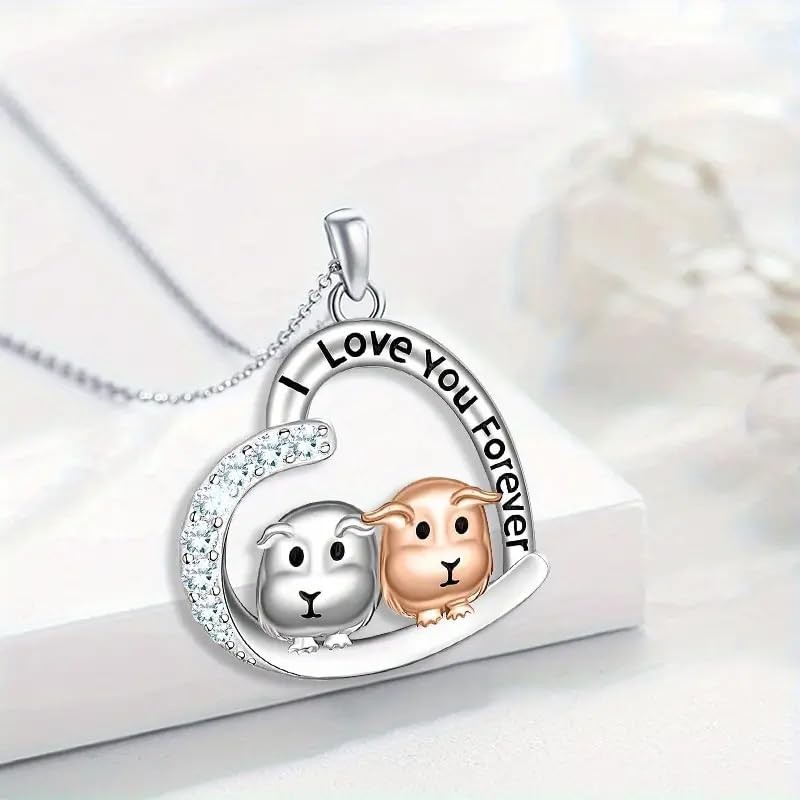 Love You Forever Guinea Pig Heart Necklace, Sterling Silver with