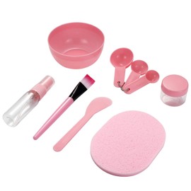 Vtrem Face Mask Mixing Bowl Set 9 in 1 Lady Facial Care Facemask Mixing Tool Kits with Mask Bowl Spatula Brush Spray Bottle Puff Soaking Bottle Gauges, Pink