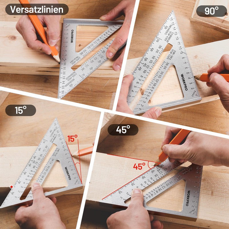 WORKPRO Try Square 300 mm & Triangular Carpenter's Square 180