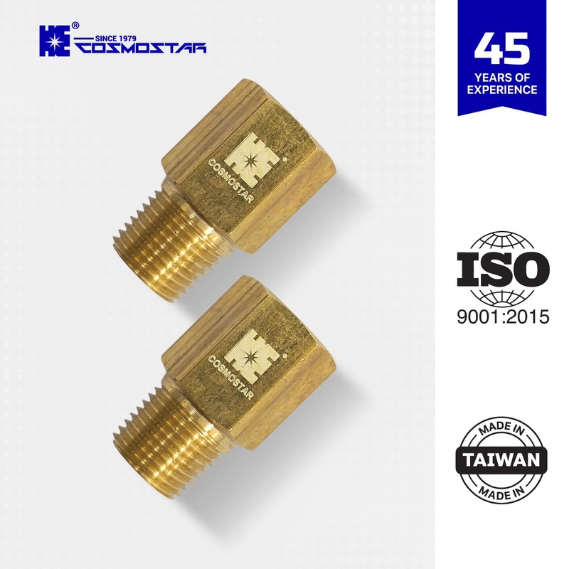 Cosmostar 1/8 BSPT Male to 1/8-27 NPT Female Gauge Adapter