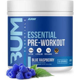 RAW Nutrition - Essential Pre - Chris Bumstead Pre Workout Formula, Sports Nutrition Pre-Workout Powders | Men & Womens Drink, Energy Powder for Working Out (Blue Raspberry)