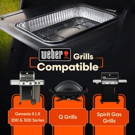[20 pack] Weber Compatible Drip Pans - Disposable Aluminum Grease Tray Liners For Grills, Easy Drain Management of Weber Grills, 6415, Size - 8 1/2" x 6"