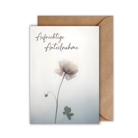 WBdesignz Sympathy Card with Envelope Sincere Condolence - Poppy Funeral Card with Saying - Condolence Card Condolence (DIN A6)