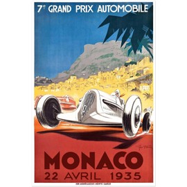 Monaco Grand Prix 1935 - Vintage Auto Racing Poster (8x12Inches(US/CANonly))