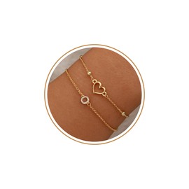 JSJOY Initial Bracelet Dainty Gold Bracelets for Women Stack Teacher Gifts First Day of Shool Heart Letter Bracelet Friendship Gifts for Women Birthday Unique