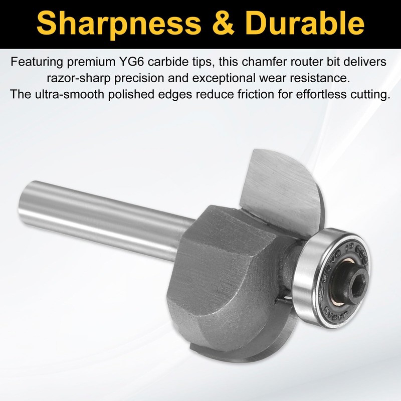 sourcing map Cove Router Bit 1/4" Shank 7/8" Dia 7/16"
