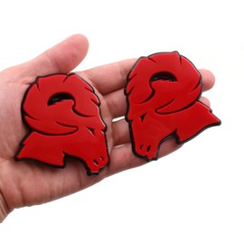 2pc New Custom Hellcat Style Head Emblems Right Left Badge Replacement for Ram 1500 2500 3500 Badge (red Black)