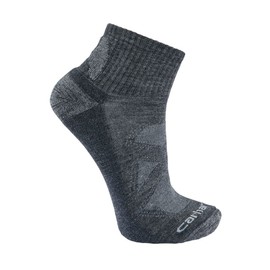 Carhartt Men's SQ9720M Midweight Merino Wool Blend Quarter Sock Medium Carbon Heather