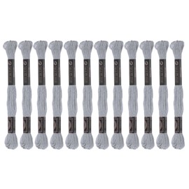 HARFINGTON 12 Skeins Embroidery Floss 8.75yds(8m) Egyptian Long-Staple Cotton Cross Stitch Thread for Sewing DIY Bracelet Yarn String and Crafts, Light Grey(6003)