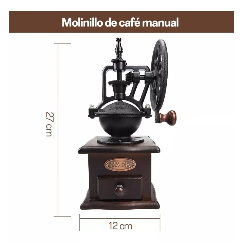 Mebix TRD Molinillo De Café Manual Portátil De Madera Giratorio