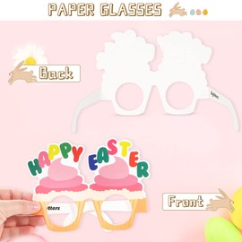 BigOtters BigOtters 12PCS Easter Party Glasses, Paper Glasses Easter Bunny Ears Funny Glasses for Kids Party Favors Easter Basket Stuffers Decorations Supplies