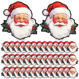 Fuyoooo 60 Pcs Christmas Cutout Decorations Santa Face Cutout Vintage Santa Claus Accent Decoration Xmas Holiday Party for Winter Classroom Bulletin Board Wall Decor