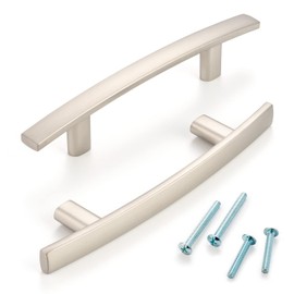 ASKANO 3 Inch Hole Centers, Brushed Nickel Curved Bar Kitchen Cabinet Handle Caroline Pull ZP2204 | Pack of 10, Solid Hardware for Drawer, Dresser, Bathroom, Vanity, Furniture Door, Cupboard, 3"