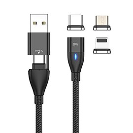 BoxWave Cable Compatible with Bose SoundLink Revolve+ II - MagnetoSnap PD AllCharge Cable (100W), Magnet PD 100W Charging Cable USB Type-C Micro USB for Bose SoundLink Revolve+ II - Jet Black