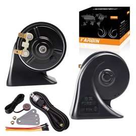 FARBIN Car Horn Kit with Button Waterproof 12V Super Loud Train Horns Electric Truck Horns Universal for Car Motorcycle Truck Boat (black, Snail Horn with Wire and Button)