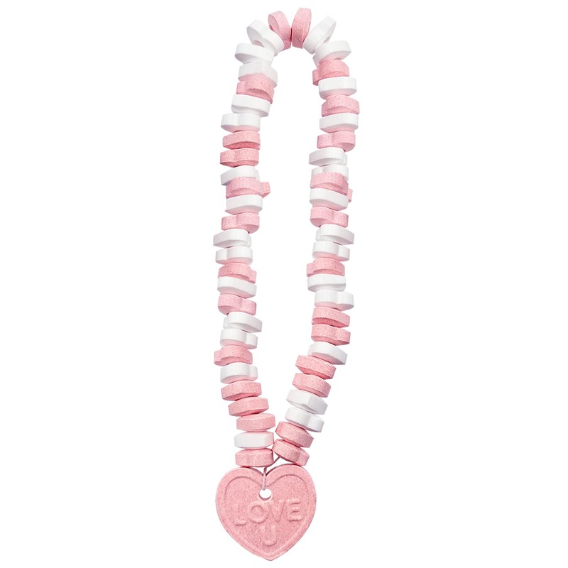 Fruidles Valentines Stretchable Heart Necklace Candy, 12-Pack, Multicolor Fruit-Flavored Chewables