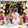 60th Birthday Party Decoration, Oversized Fabric Black Gold Birthday Background