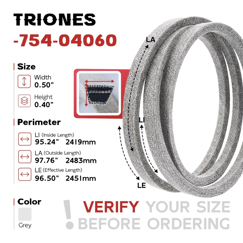 TRIONES 954-04060c Deck Belt, 754-04060B Riding Mower Troy Bilt 42"