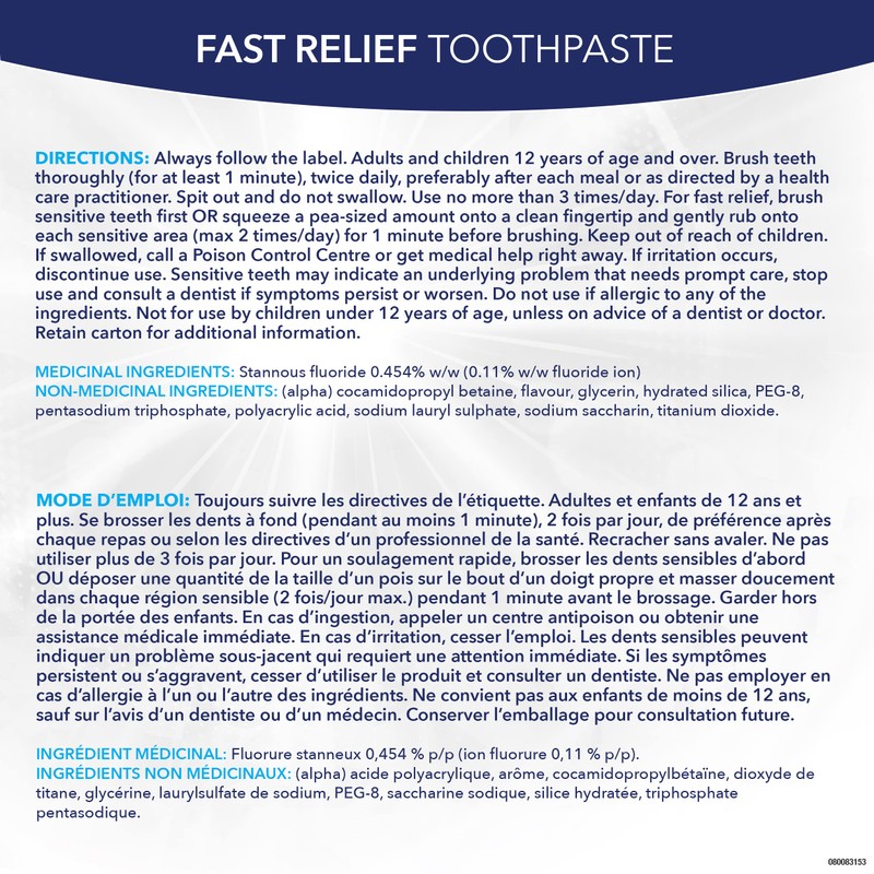 Sensodyne Sensodyne Rapid Relief Original Mint Toothpaste, Strengthens and Protects