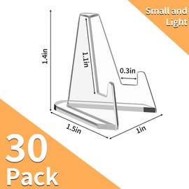 NIUBIER Card Display Stand, 30 Pack Clear Card Stands, Arcylic Card Display, Mini Card Stands for Sports Cards, Sports Card Holder, Graded Card Display (1.4 Inch)