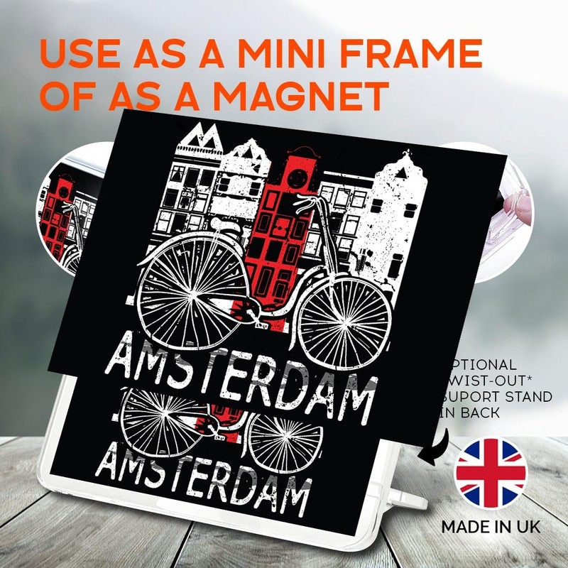 Classic Rectangle Magnet with Stand - Amsterdam Netherlands Holland Travel