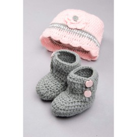 Newborn Photography Baby Props Boy Girl 2 Piece Hat and Bootie Set