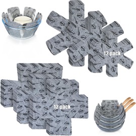 Funnymoom 24 Pack Pot and Pan Protectors Cookware Protector Set, Felt Plate Dividers for Bakeware/pots/pan/Dish, Shape of Cross and Pozidriv, 3 Sizes Each (Gray Print)