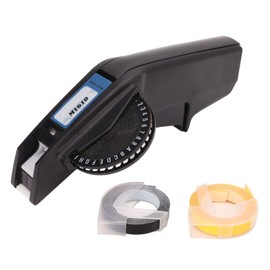 Fdit Embossing Label Maker Clear Number Letter One Hand Operation Durable ABS Label Making Embosser Suitable for Label DIY (Black)