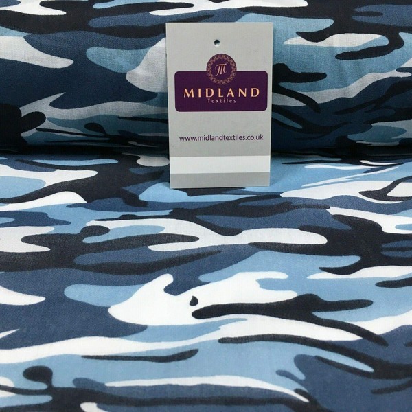 Blue 1 metre pack Army Military Camouflage Polycotton Fabric 110cm