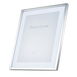 Happy Homewares Rectangular Silver Plated Matted Picture Frame to Hold 8" x 10" Picture - Tarnish Resistant Lacquer Coated with Black Velvet Backing