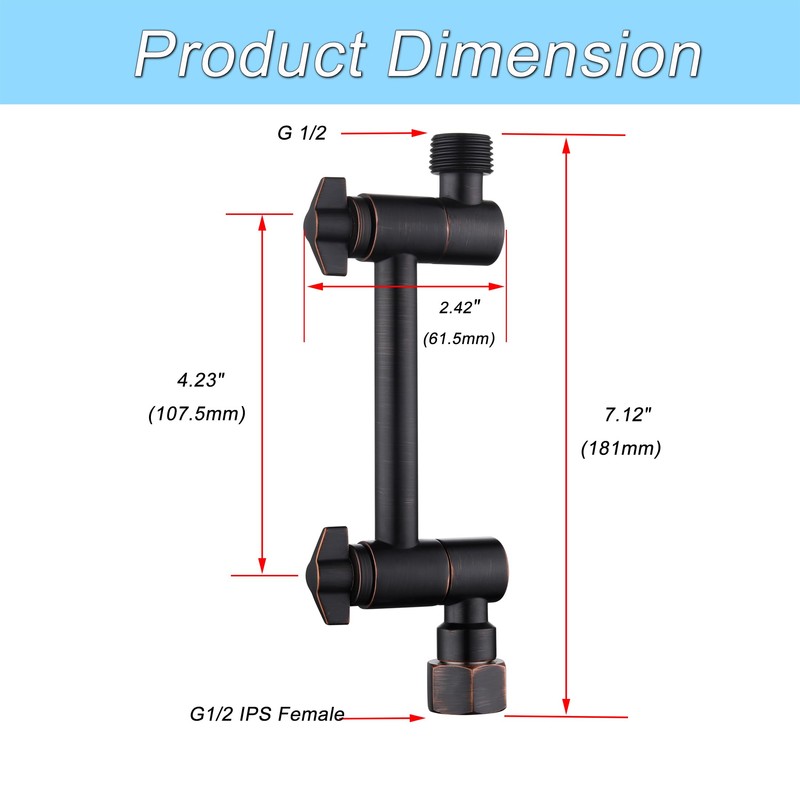 Senhozi Oil Rubbed Bronze Shower Head Extension Arm 4 Inch,