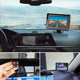 Kairiyard 5 Zoll HD Auto LCD Monitor mit 4LED Nachtsicht Wasserdicht Auto Rückansicht Rückfahrkamera Rückfahrsystem für PKW,SUV,Lieferwagen,Pickups und LKW 12V-24V