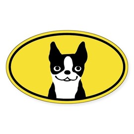 CafePress Boston Terrier Smile Oval Car Bumper Sticker